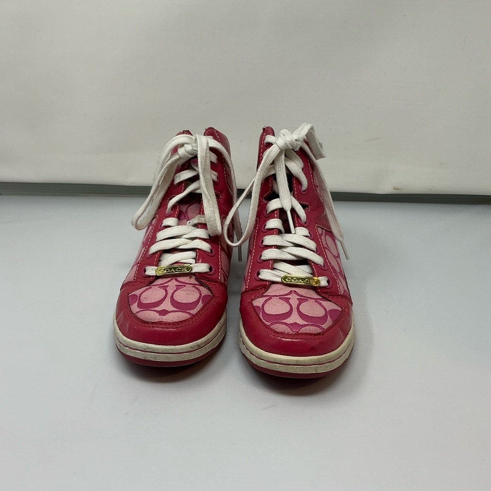 Coach Fuchsia and White Lace-Up Sneakers